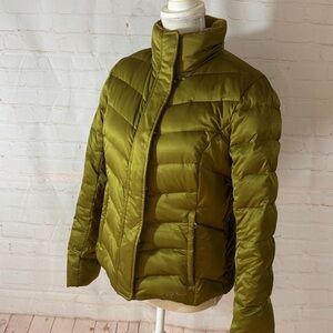 Eddie Bauer Goose Down Women's Olive Army Green Puffer Quilted Jacket Coat 4 6 S